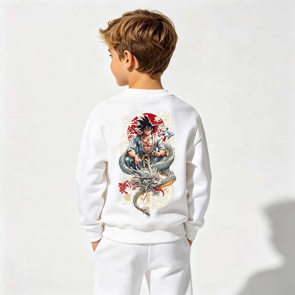 Dragon Ball Anime Graphic Crewneck Sweatshirt for Goku Kids Cartoon Print Cotton Tee