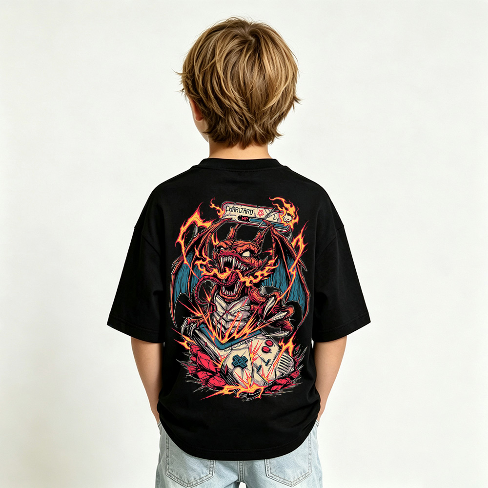Pokémon Anime Graphic T-Shirt for Charizard Kids Cartoon Print Cotton Tee