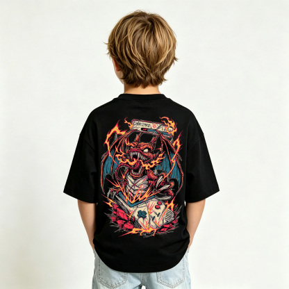 Pokémon Anime Graphic T-Shirt for Charizard Kids Cartoon Print Cotton Tee
