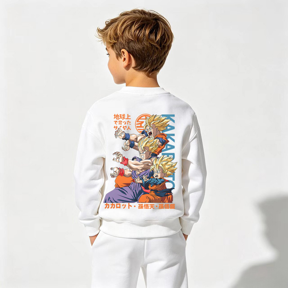 Dragon Ball Anime Graphic Crewneck Sweatshirt for Kids Cartoon Print Cotton Tee