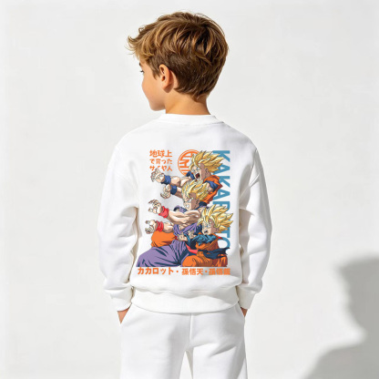 Dragon Ball Anime Graphic Crewneck Sweatshirt for Kids Cartoon Print Cotton Tee