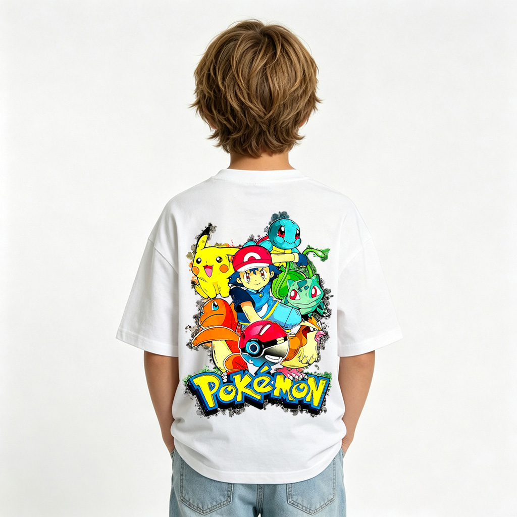 Pokémon Anime Graphic T-Shirt for Kids Cartoon Print Cotton Tee