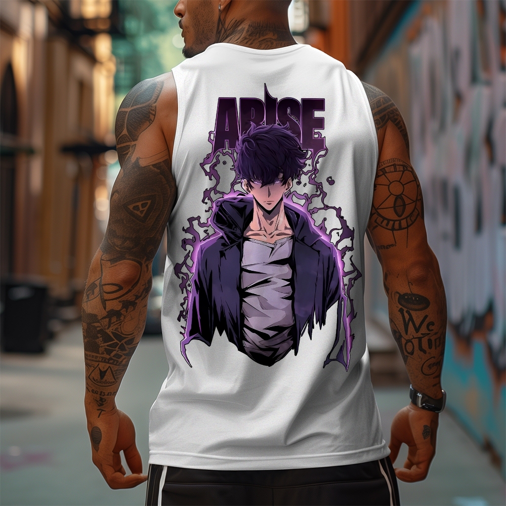 Oversized Anime Print Gym Tank Top-AnimeClothe