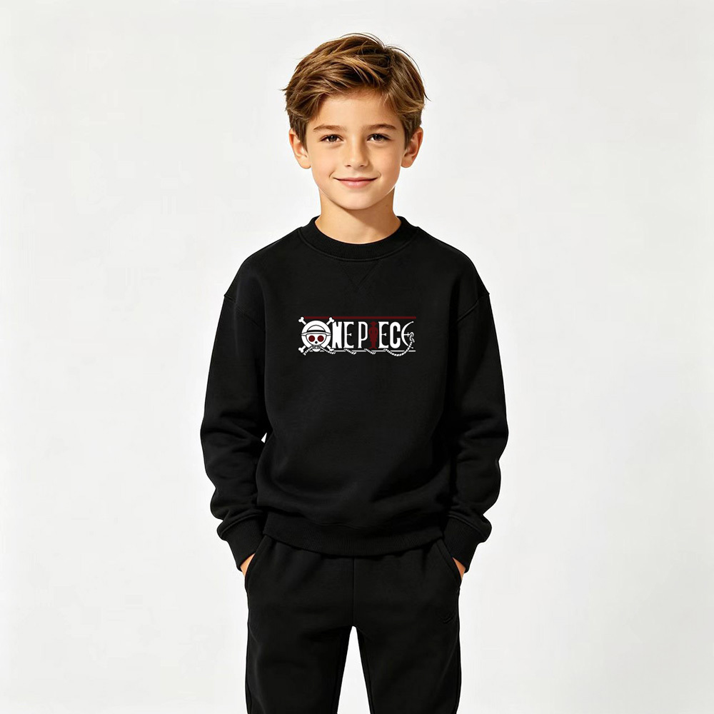 One Piece Anime Graphic Crewneck Sweatshirt for Gear 5 Luffy Kids Cartoon Print Cotton Tee