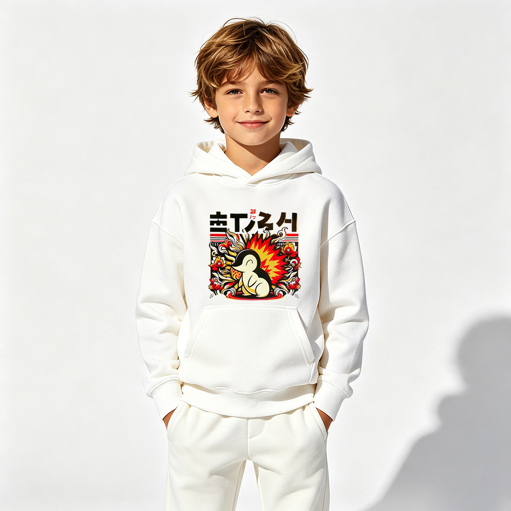 Pokémon Anime Graphic Hoodie for Kids Cartoon Print Cotton Tee