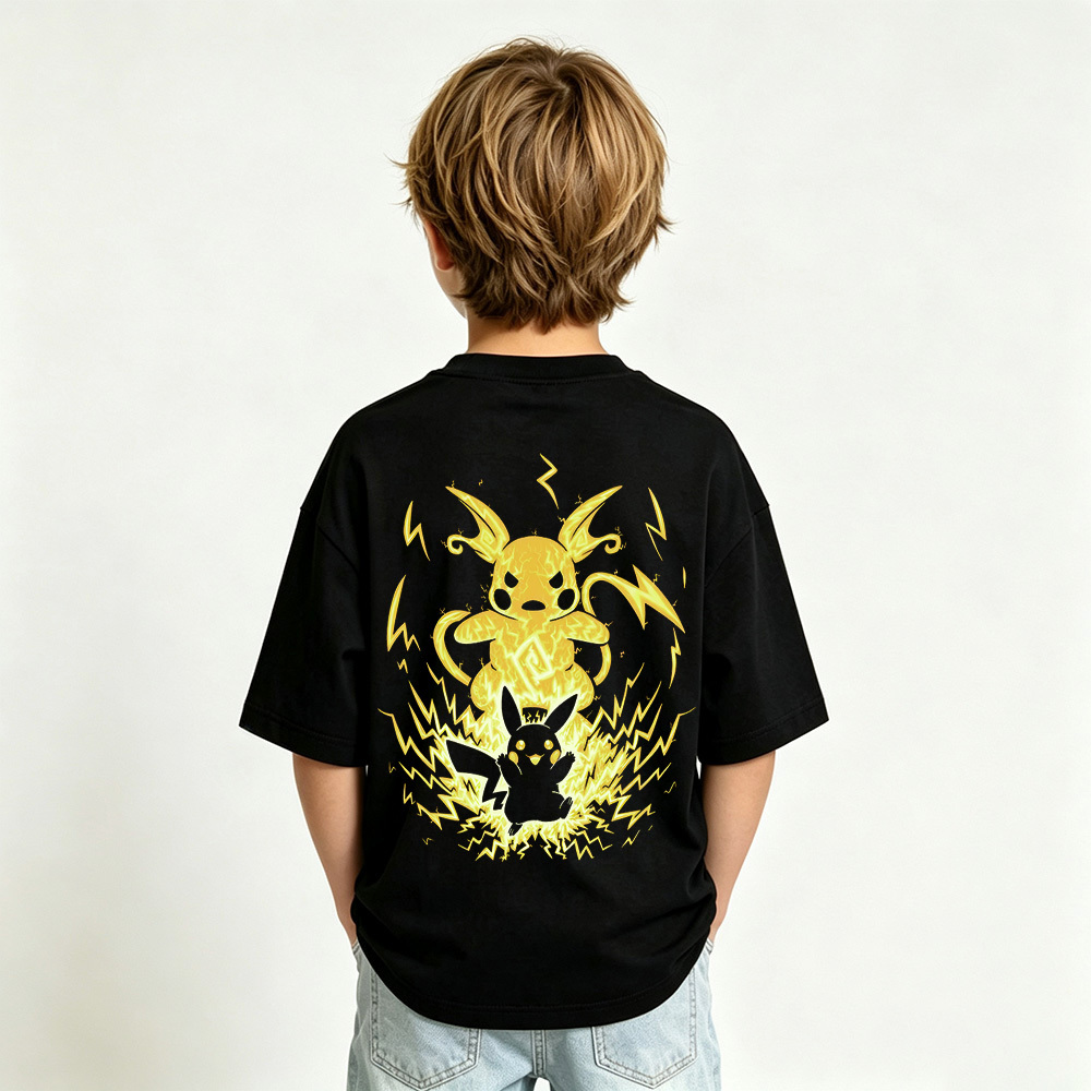 Pokémon Anime Graphic T-Shirt for Pikachu Kids Cartoon Print Cotton Tee