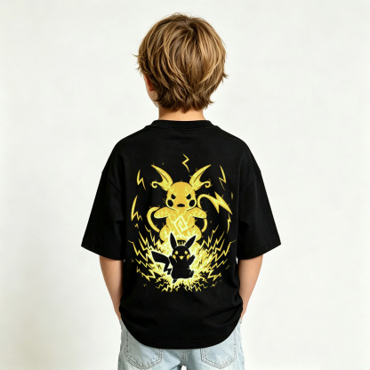 Pokémon Anime Graphic T-Shirt for Pikachu Kids Cartoon Print Cotton Tee