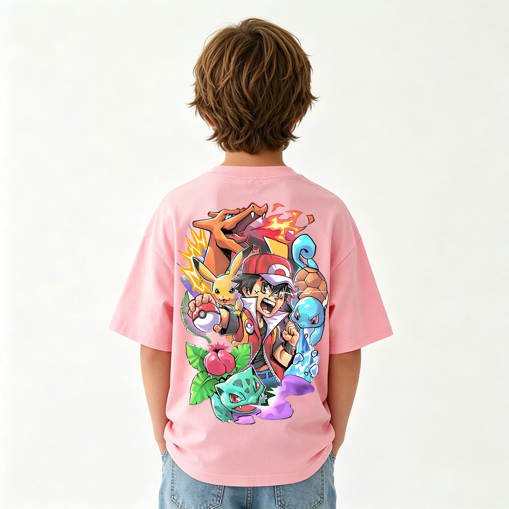Pokémon Anime Graphic T-Shirt for Kids Cartoon Print Cotton Tee