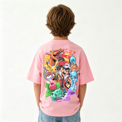 Pokémon Anime Graphic T-Shirt for Kids Cartoon Print Cotton Tee