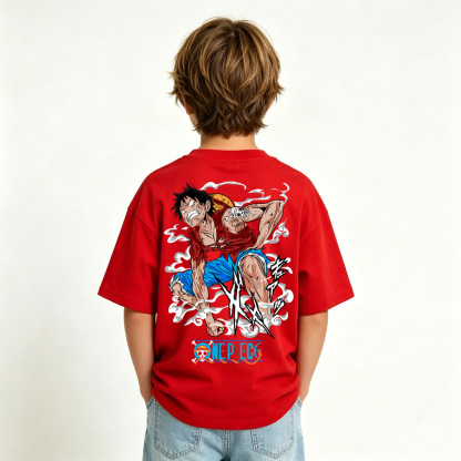 One Piece Luffy Anime Graphic T-Shirt for Kids Cartoon Print Cotton Tee