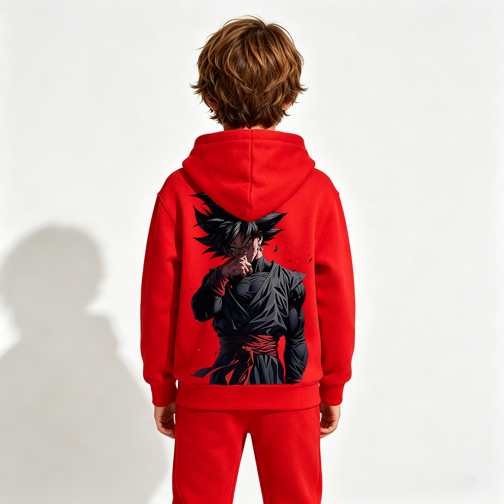 Dragon Ball Goku Black Anime Graphic Hoodie for Kids Cartoon Print Cotton Tee