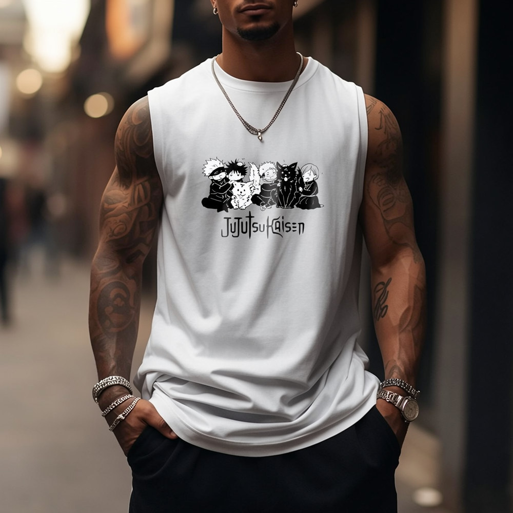 Jujutsu Kaisen Anime Theme Cartoon Print Pure Cotton Tank Top