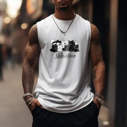 Jujutsu Kaisen Anime Theme Cartoon Print Pure Cotton Tank Top