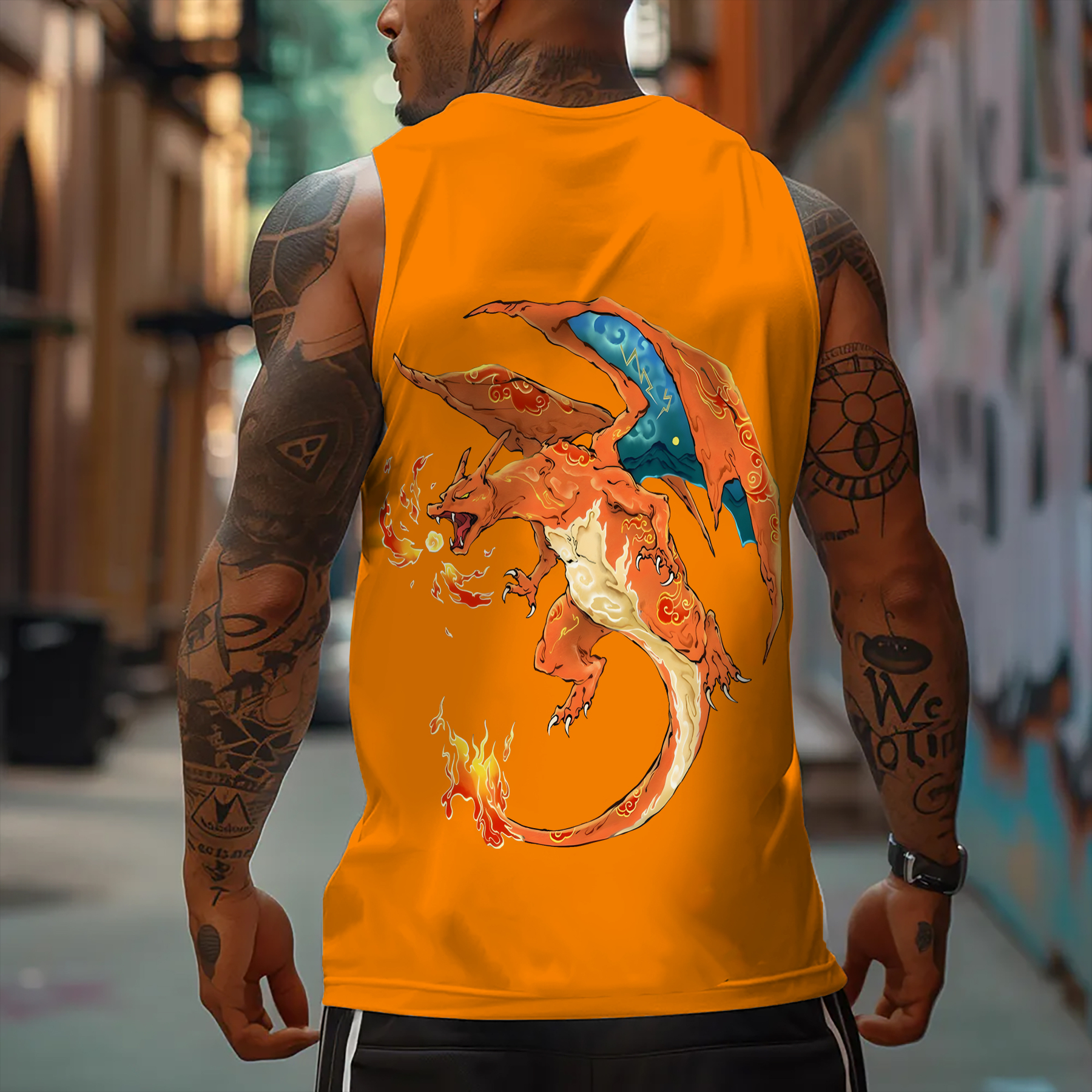 Oversized Anime Print Gym Tank Top