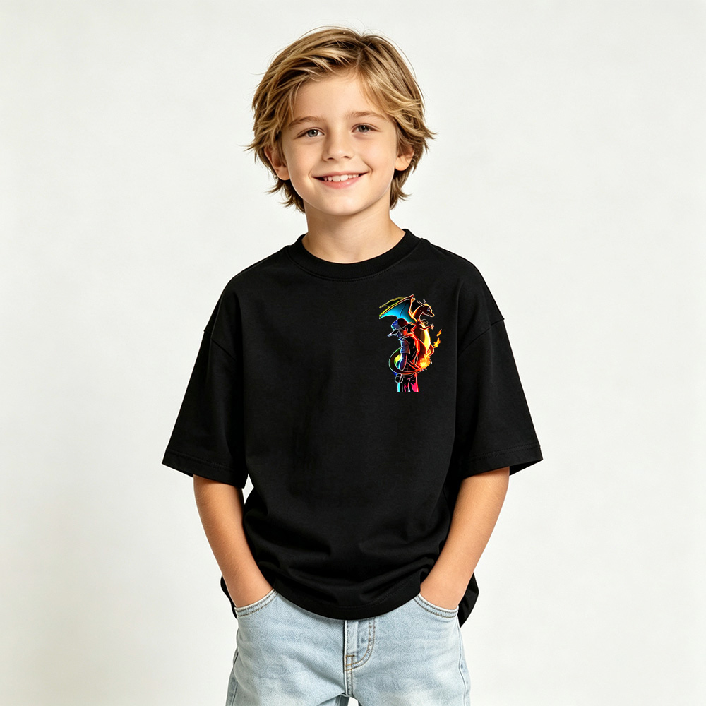 Pokémon Anime Graphic T-Shirt for Kids Cartoon Print Cotton Tee