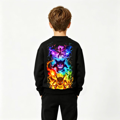 Pokémon Anime Graphic Crewneck Sweatshirt for Kids Cartoon Print Cotton Tee