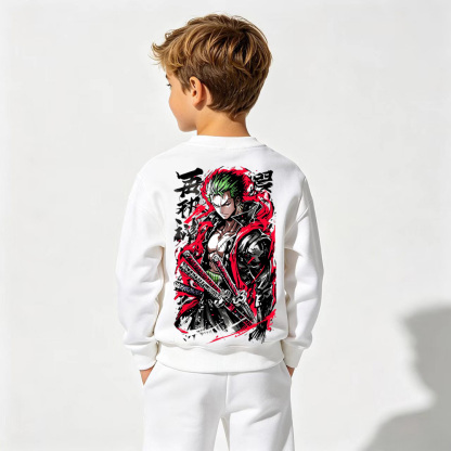 One Piece Anime Graphic Crewneck Sweatshirt for Zoro Kids Cartoon Print Cotton Tee