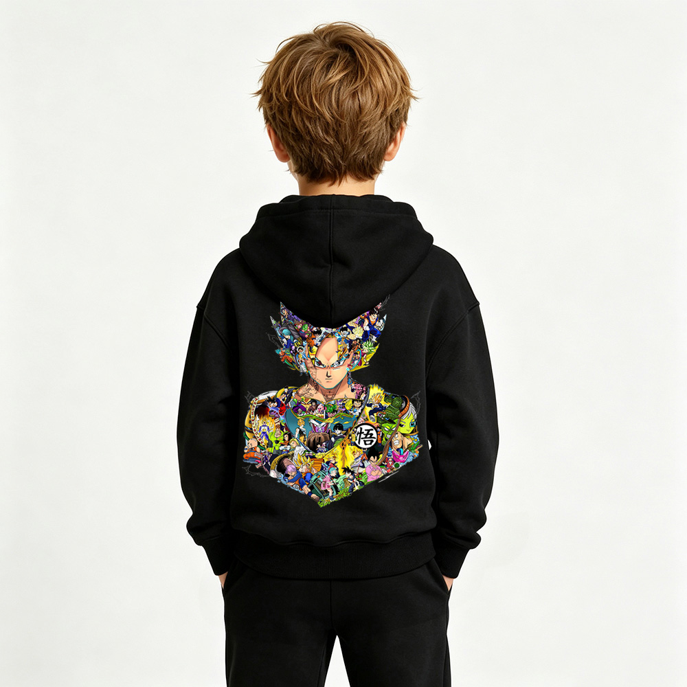 Dragon Ball Anime Graphic Hoodie for Goku Kids Cartoon Print Cotton Tee