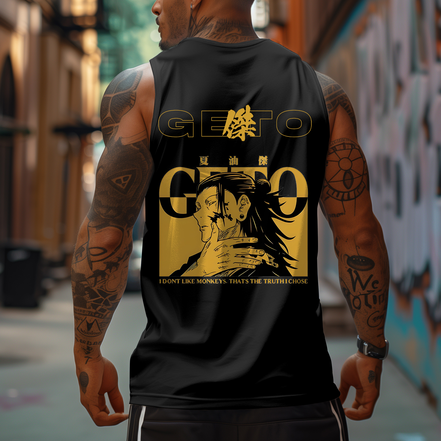 Oversized Anime Print Tank Top-AnimeClothe