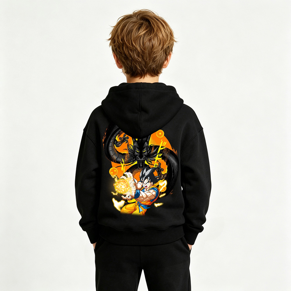 Dragon Ball Anime Graphic Hoodie for Goku Kids Cartoon Print Cotton Tee