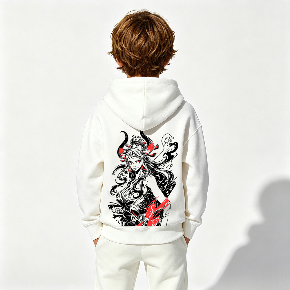 One Piece Anime Graphic Hoodie for Yamato Kids Cartoon Print Cotton Tee