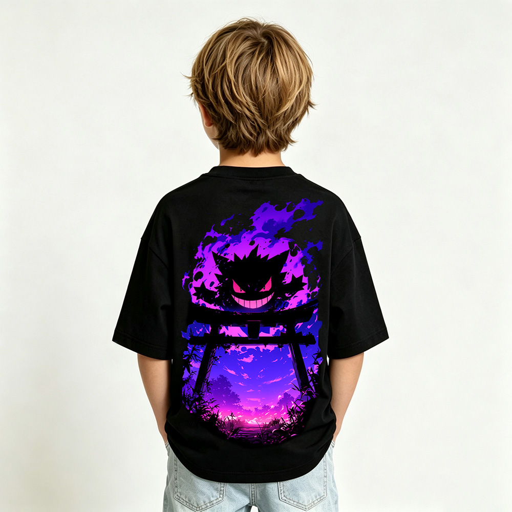 Pokémon Anime Graphic T-Shirt for Gengar Kids Cartoon Print Cotton Tee