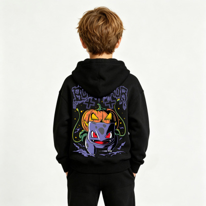 Pokémon Anime Graphic Hoodie for Bulbasaur Kids Cartoon Print Cotton Tee