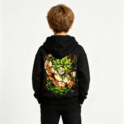 Dragon Ball Anime Graphic Hoodie for Broly Kids Cartoon Print Cotton Tee