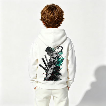 One Piece Anime Graphic Hoodie for Zoro Kids Cartoon Print Cotton Tee