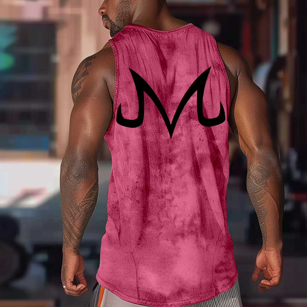 Oversized Simple Letter Anime Print Tank Top-AnimeClothe