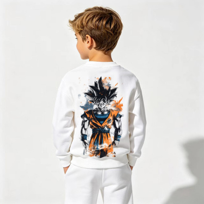Dragon Ball Anime Graphic Crewneck Sweatshirt for Goku Kids Cartoon Print Cotton Tee
