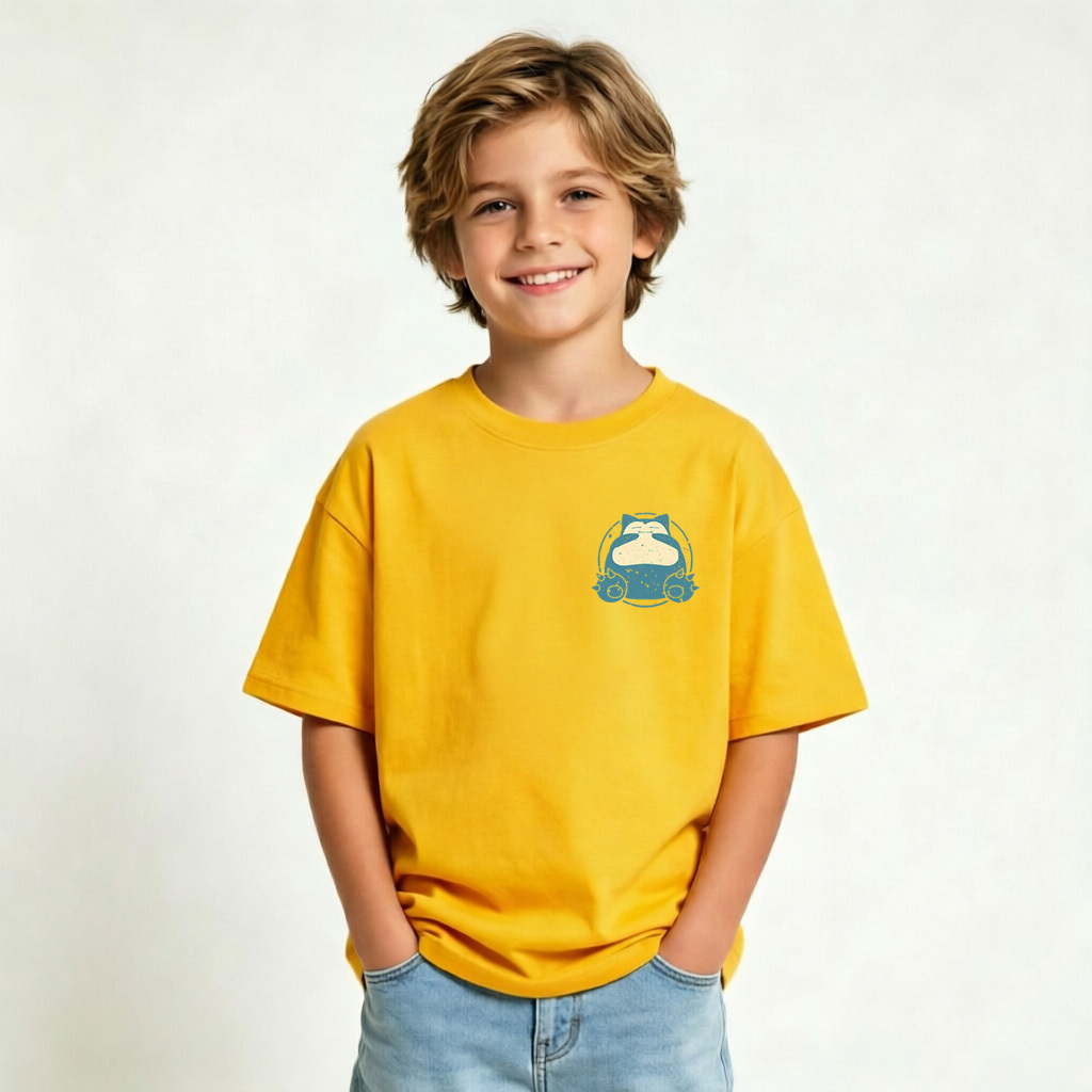 Pokémon Snorlax Anime Graphic T-Shirt for Kids Cartoon Print Cotton Tee