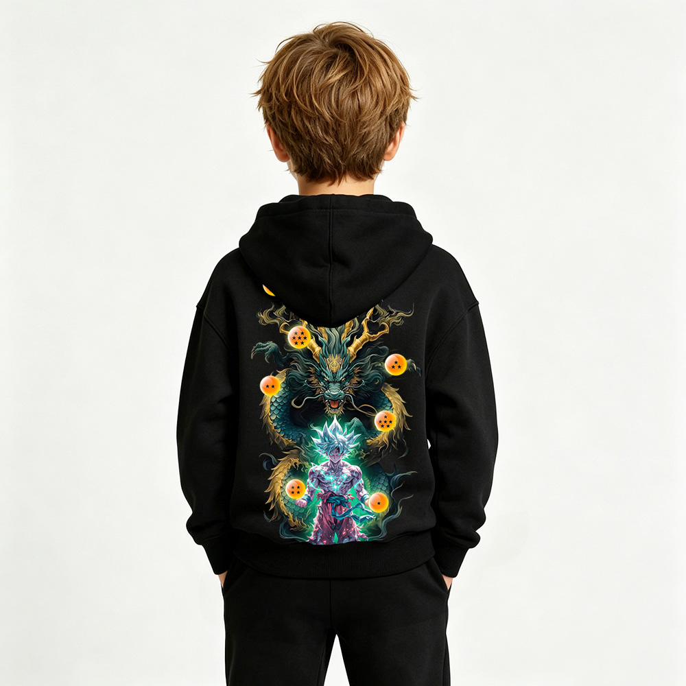 Dragon Ball Anime Graphic Hoodie for Goku Kids Cartoon Print Cotton Tee