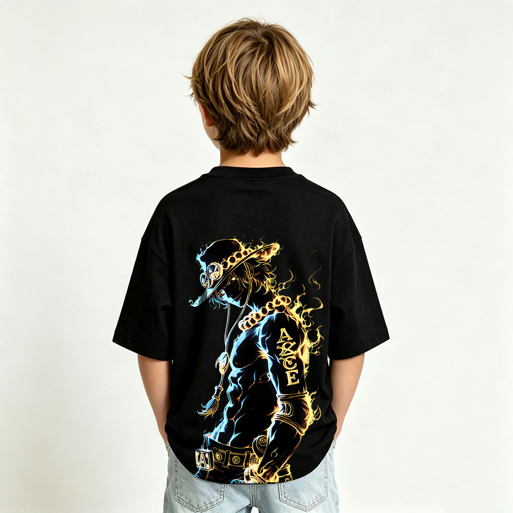 One Piece Anime Graphic T-Shirt for Ace Kids Cartoon Print Cotton Tee