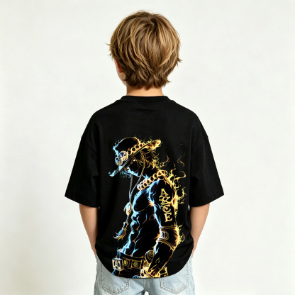 One Piece Anime Graphic T-Shirt for Ace Kids Cartoon Print Cotton Tee