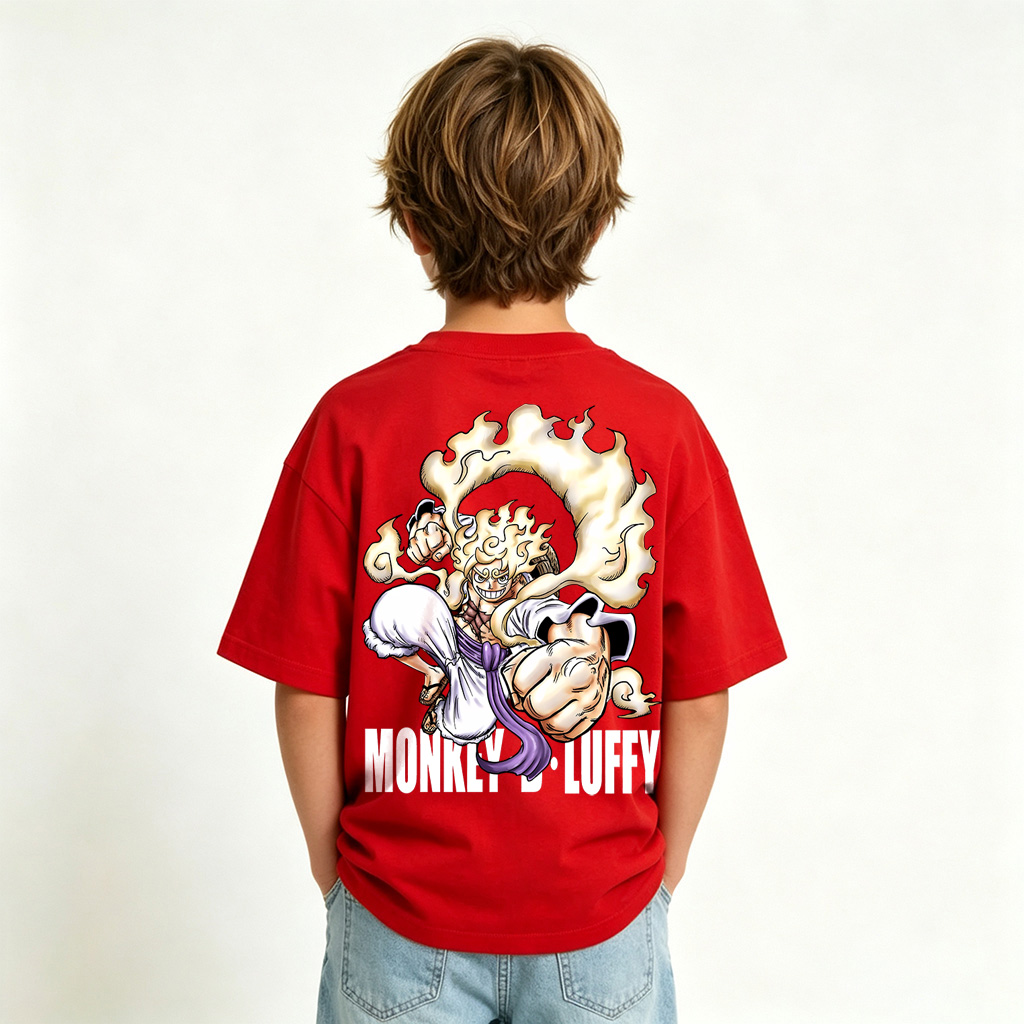 One Piece Gear 5 Luffy Anime Graphic T-Shirt for Kids Cartoon Print Cotton Tee