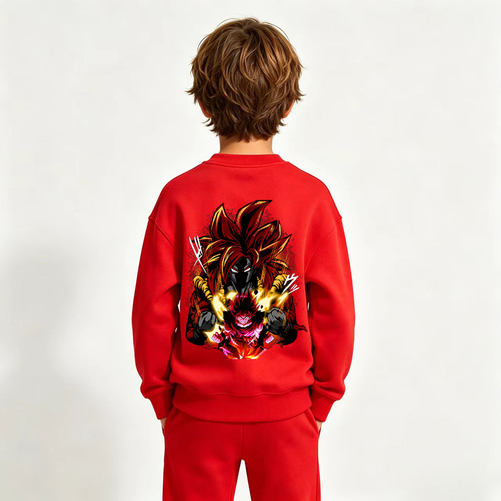 Dragon Ball Anime Graphic Crewneck Sweatshirt for Kids Cartoon Print Cotton Tee