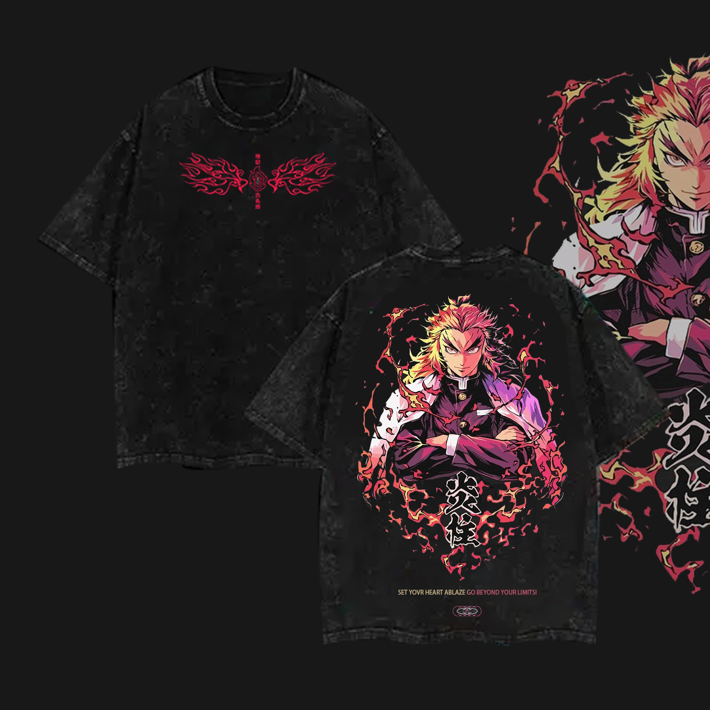 Hashira Demon Slayer Tee – Rengoku, Giyu, Tengen, Obanai, Gyomei, Mitsuri Vintage Washed Oversized T-Shirt