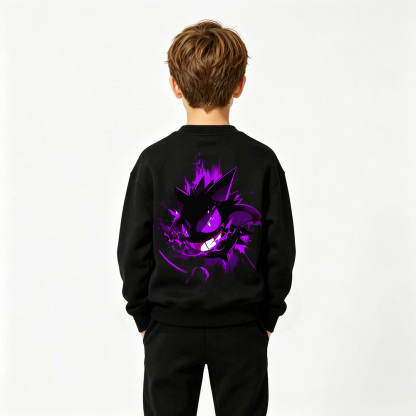 Pokémon Anime Graphic Crewneck Sweatshirt for Gengar Kids Cartoon Print Cotton Tee