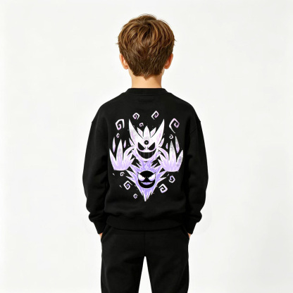 Pokémon Gengar Anime Graphic Crewneck Sweatshirt for Kids Cartoon Print Cotton Tee