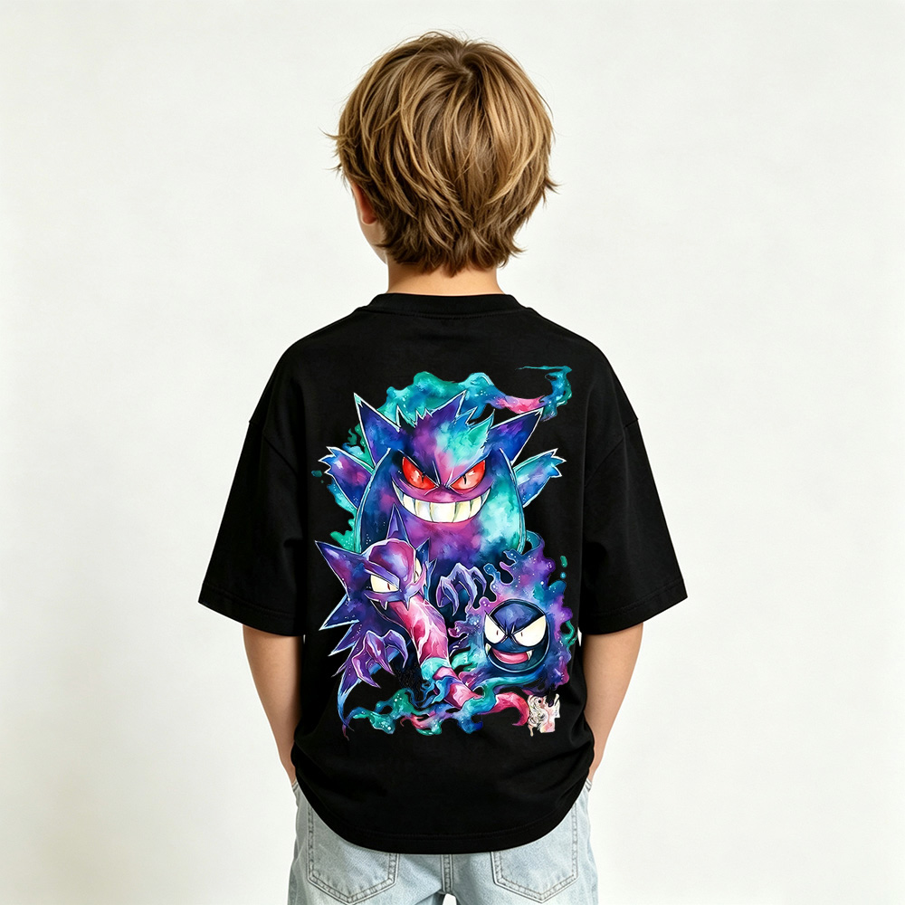 Pokémon Gengar Anime Graphic T-Shirt for Kids Cartoon Print Cotton Tee