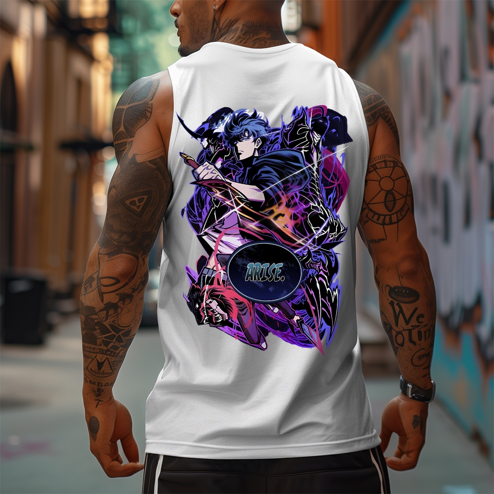 Oversized Anime Print Gym Tank Top-AnimeClothe