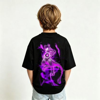 Pokémon Mewtwo Anime Graphic T-Shirt for Kids Cartoon Print Cotton Tee