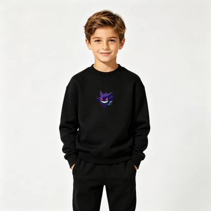 Pokémon Gengar Anime Graphic Crewneck Sweatshirt for Kids Cartoon Print Cotton Tee