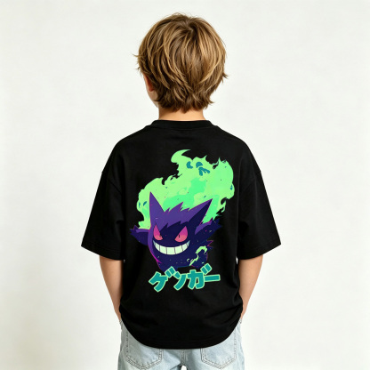 Pokémon Gengar Anime Graphic T-Shirt for Kids Cartoon Print Cotton Tee