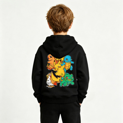 Pokémon Anime Graphic Hoodie for Kids Cartoon Print Cotton Tee