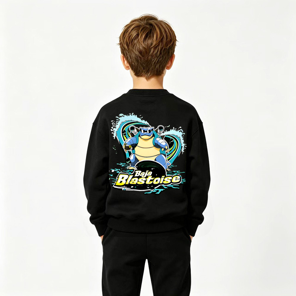 Pokémon Anime Graphic Crewneck Sweatshirt for Blastoise Kids Cartoon Print Cotton Tee