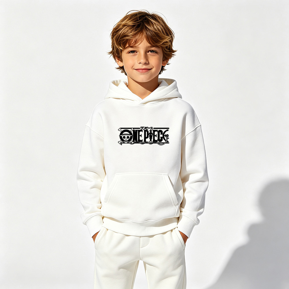 One Piece Anime Graphic Hoodie for Ace Kids Cartoon Print Cotton Tee