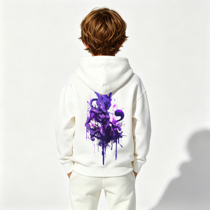 Pokémon Anime Graphic Hoodie for Mewtwo Kids Cartoon Print Cotton Tee
