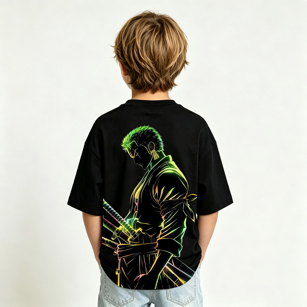 One Piece Anime Graphic T-Shirt for Zoro Kids Cartoon Print Cotton Tee
